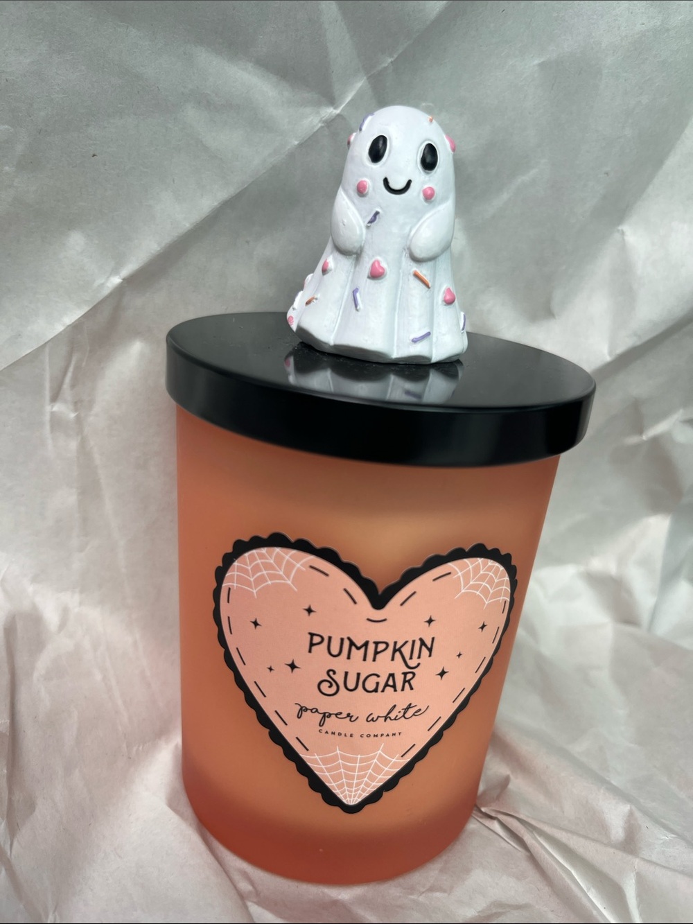 Paper White Pumpkin Sugar Scented Candle - Peach